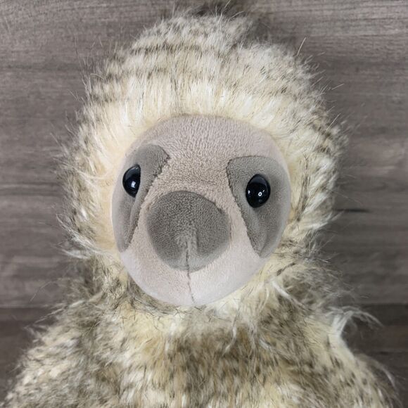 Sloth Plush Stuffed Animal Toy Fuzzy Hairy Brown Beige Patterned Paws Marshalls - Picture 6 of 11